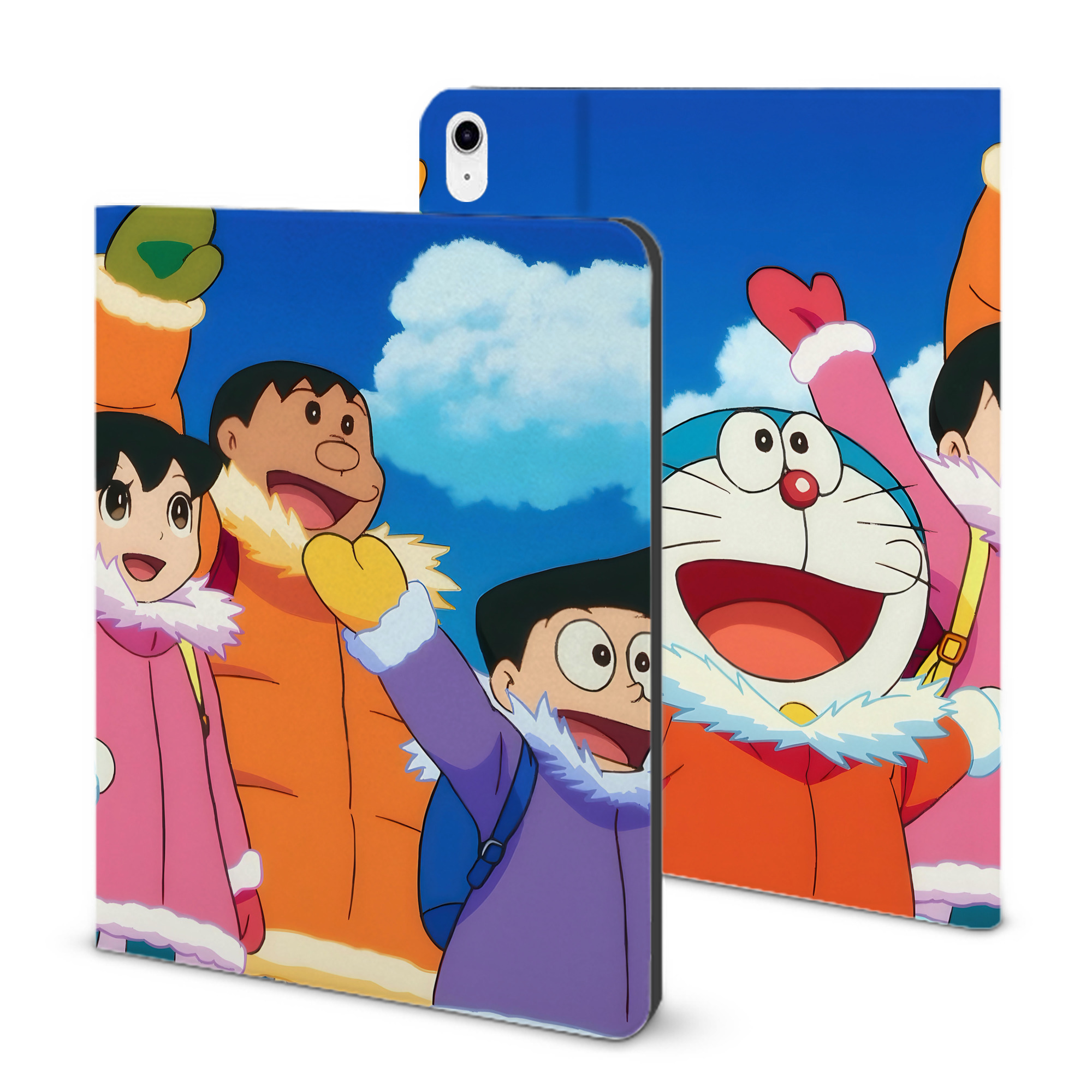 （画像用） ドラえもん Doraemon IPad ケース ブック型 PUレザー TPU 耐衝撃 軽量 薄型 ペン収納なし 全面保護 IPad 各モデル対応